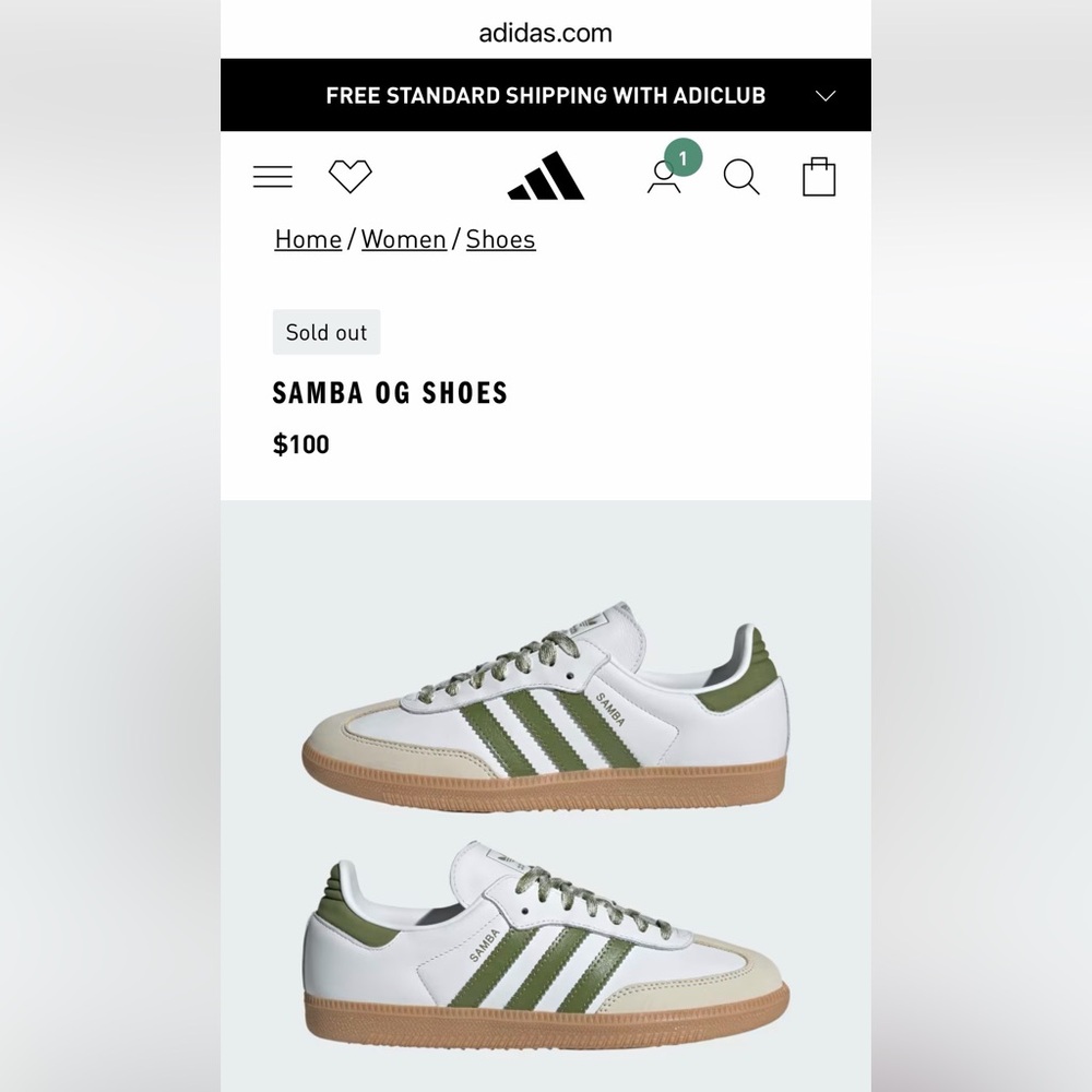 Adidas Samba White and Olive Sneakers - Picture 7 of 7
